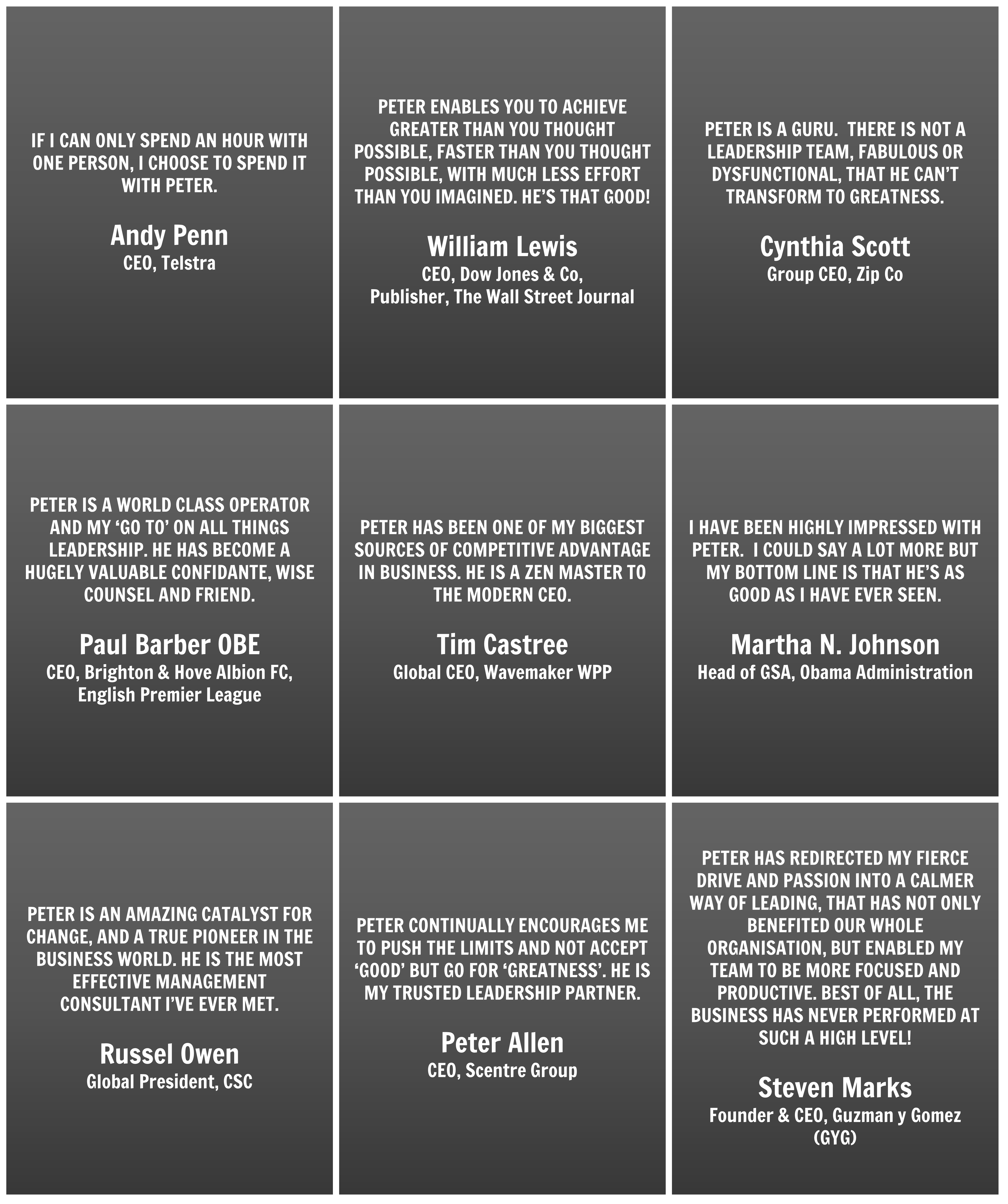 Peter Fuda Testimonials