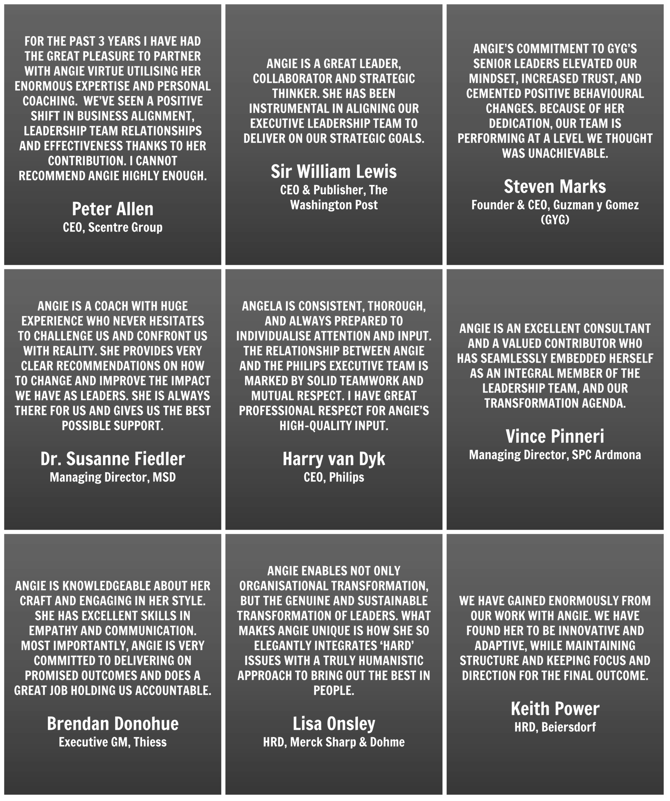 Angela Virtue Testimonials